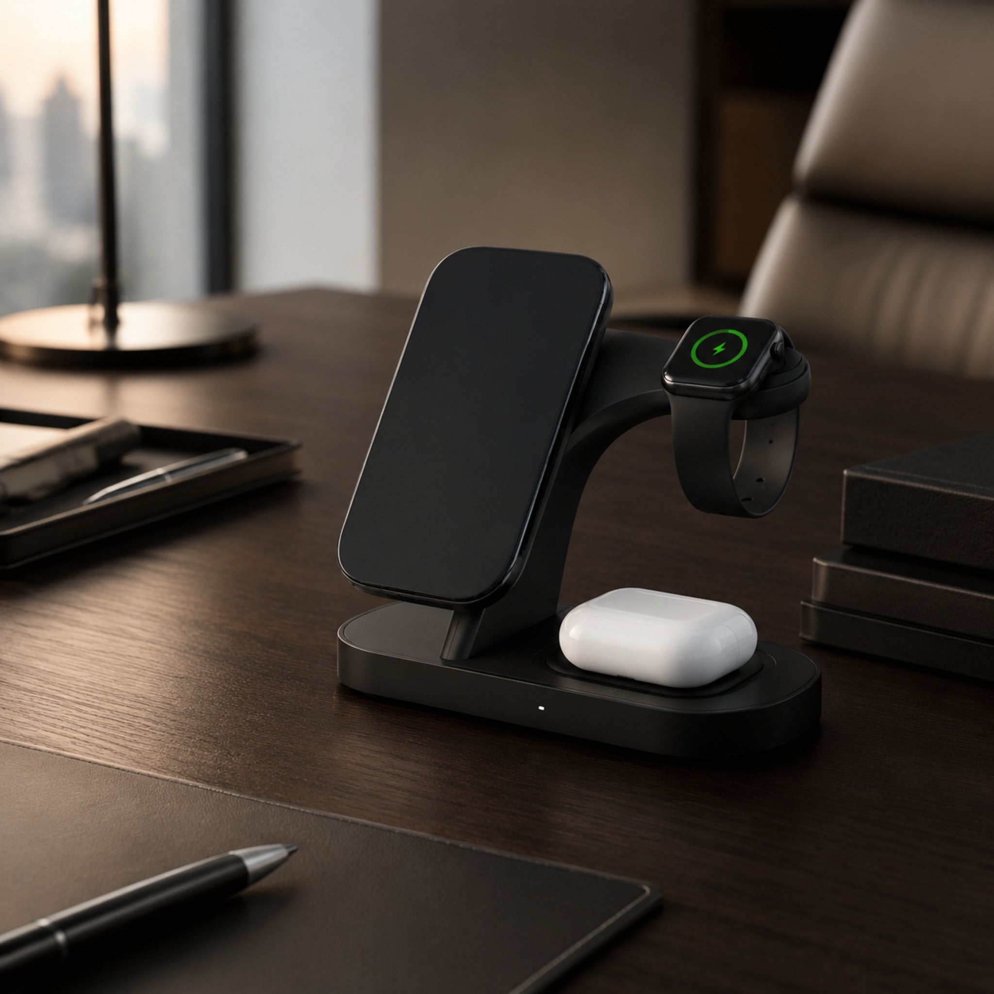 Station Duo – Chargeur sans fil 3-en-1 pour smartphone, montre et écouteurs