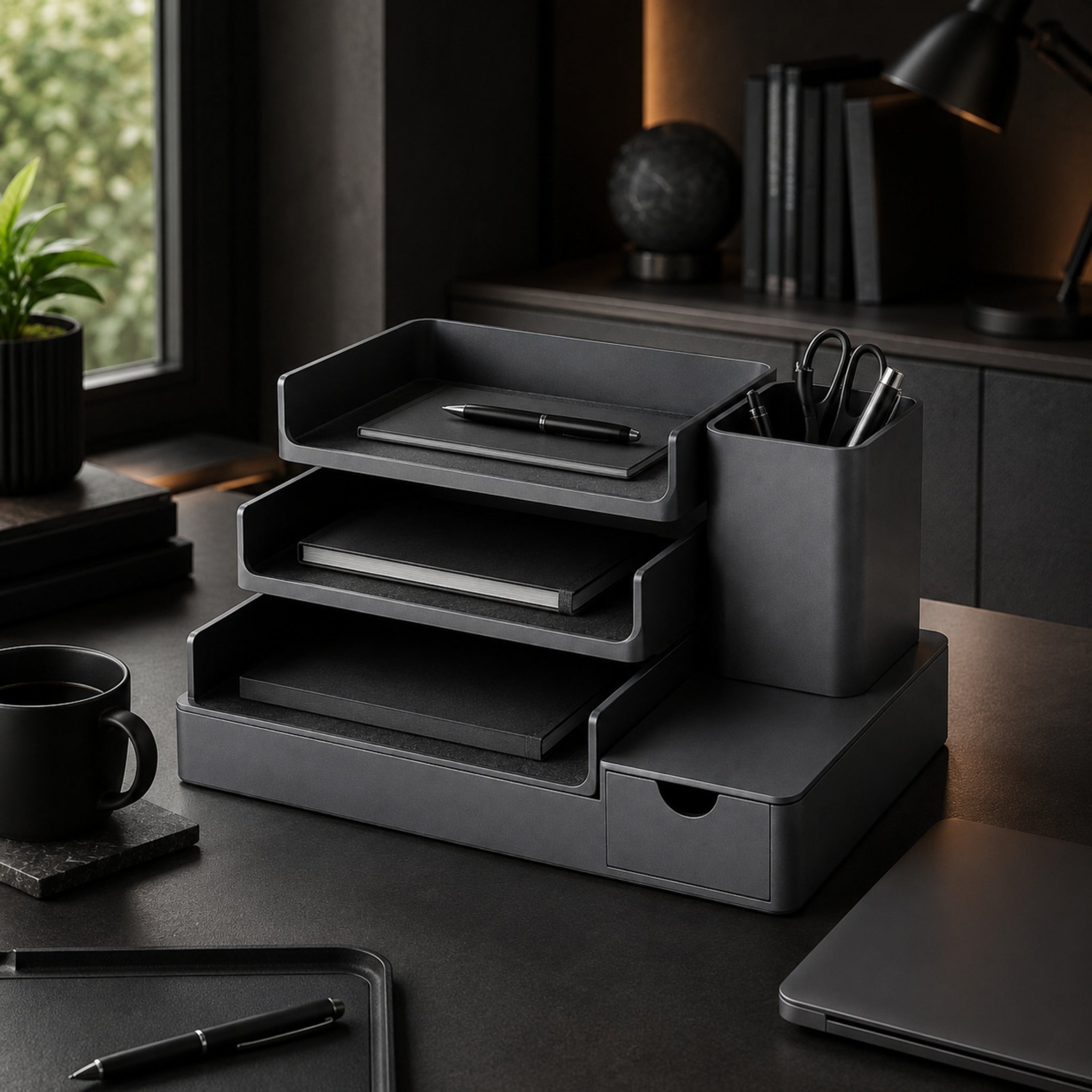 Organiseur Horizon – Rangement de bureau modulaire en aluminium graphite