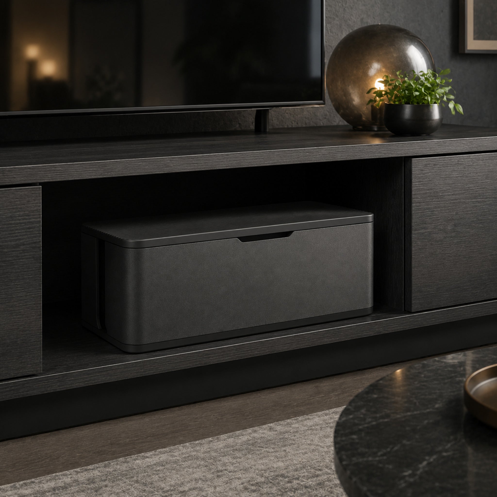 Boîte Flux – Boîtier élégant de rangement pour multiprise et câbles