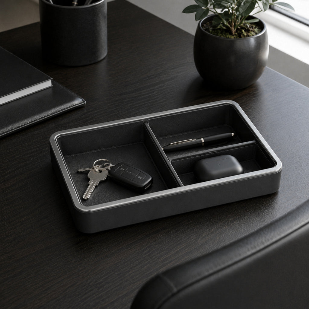 Plateau Serein – Vide-poches de bureau compartimenté en finition premium