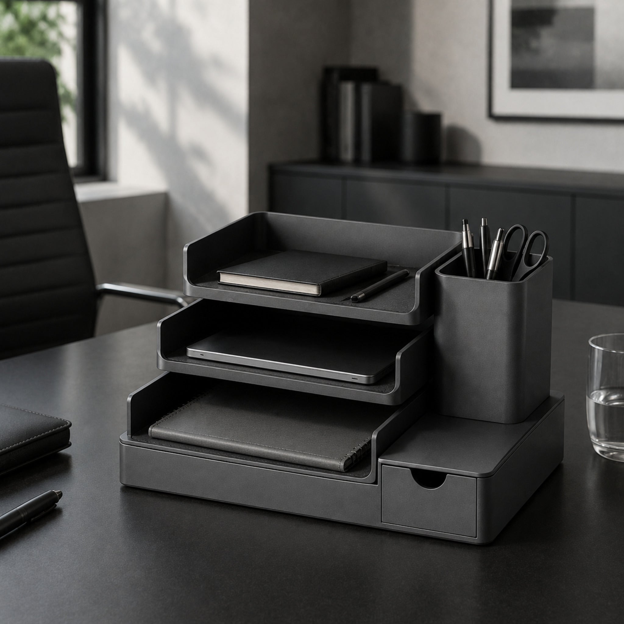 Organiseur Horizon – Rangement de bureau modulaire en aluminium graphite