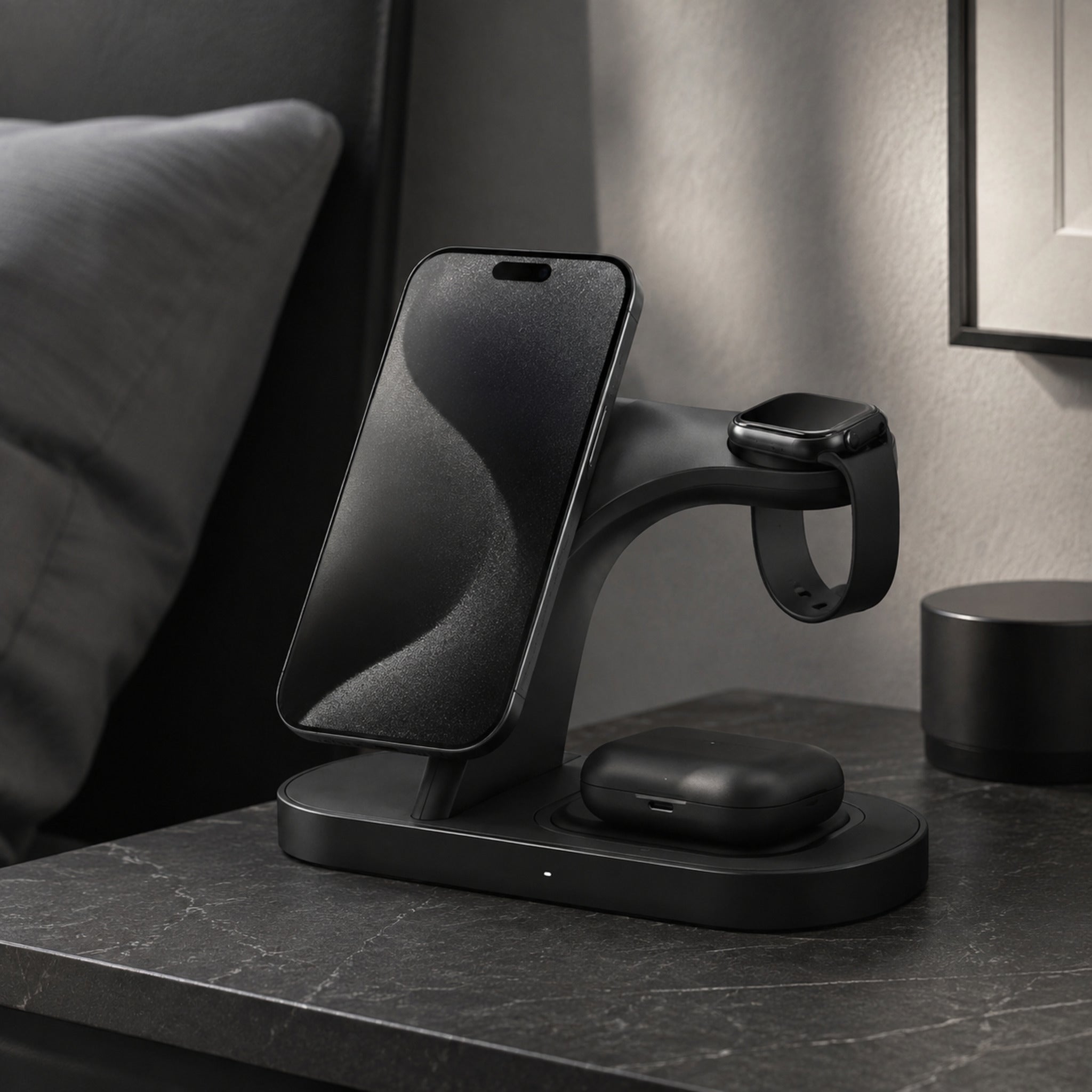 Station Duo – Chargeur sans fil 3-en-1 pour smartphone, montre et écouteurs